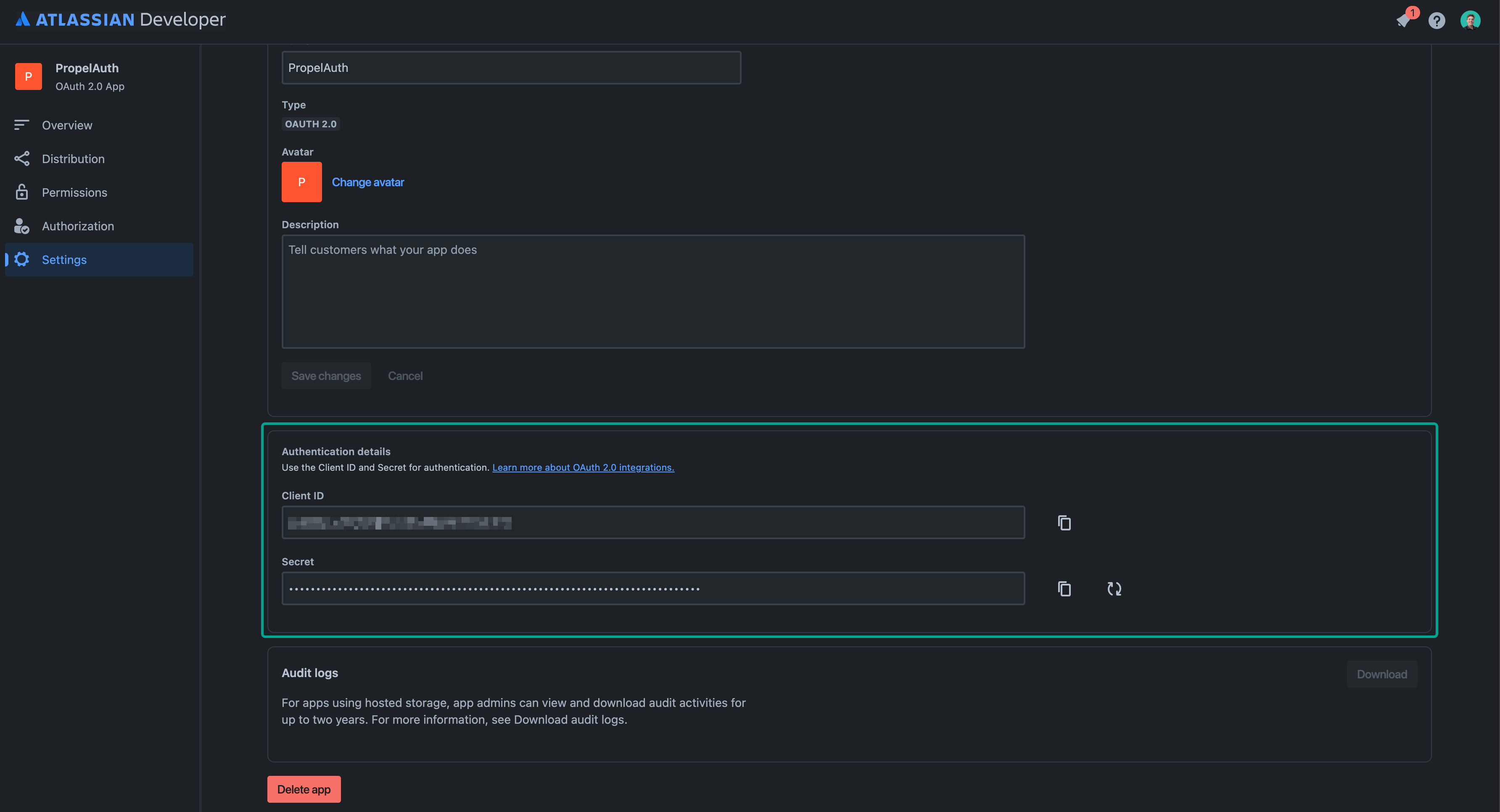 Atlassian ClientID and Secret