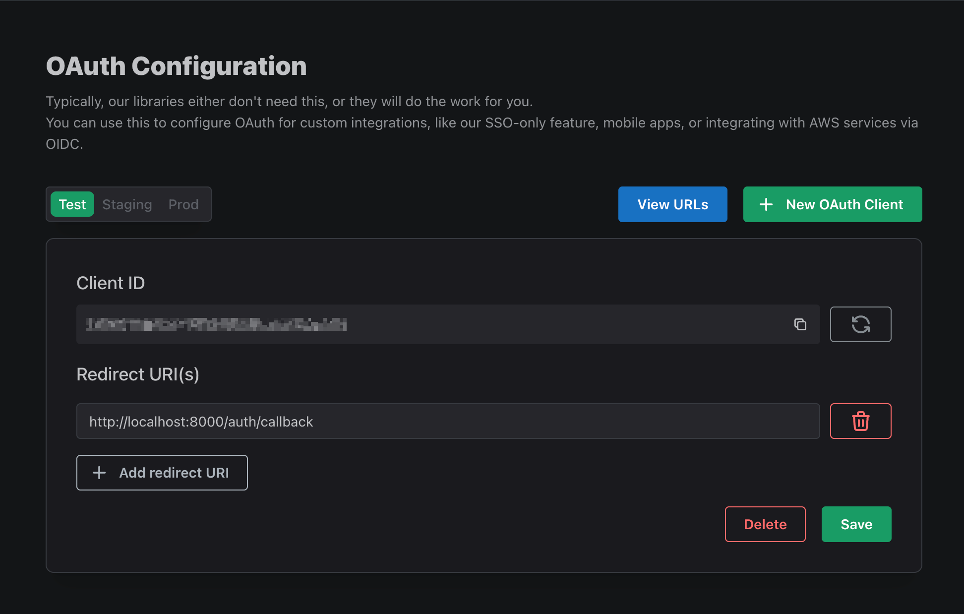 OAuth2 Dashboard Page