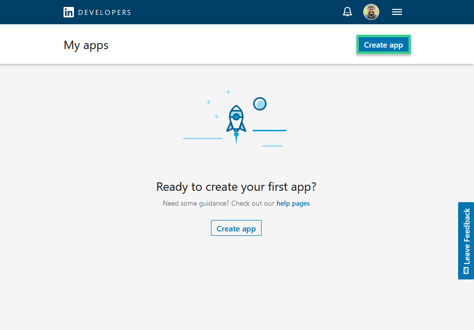 click create an app