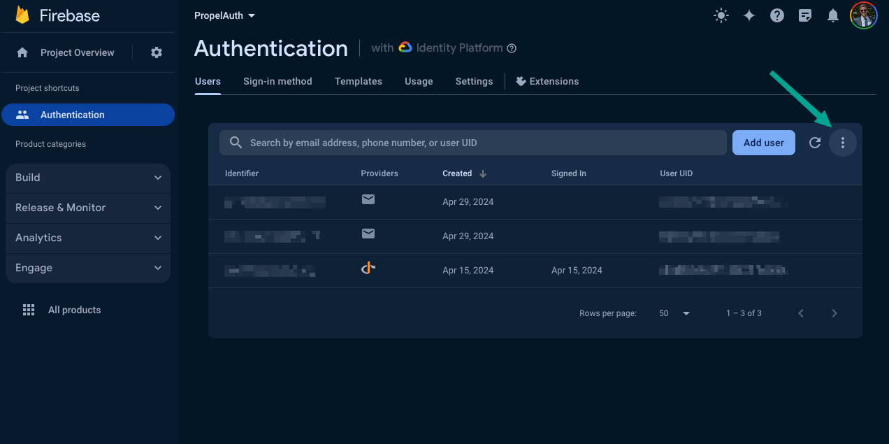 firebase password hash parameters