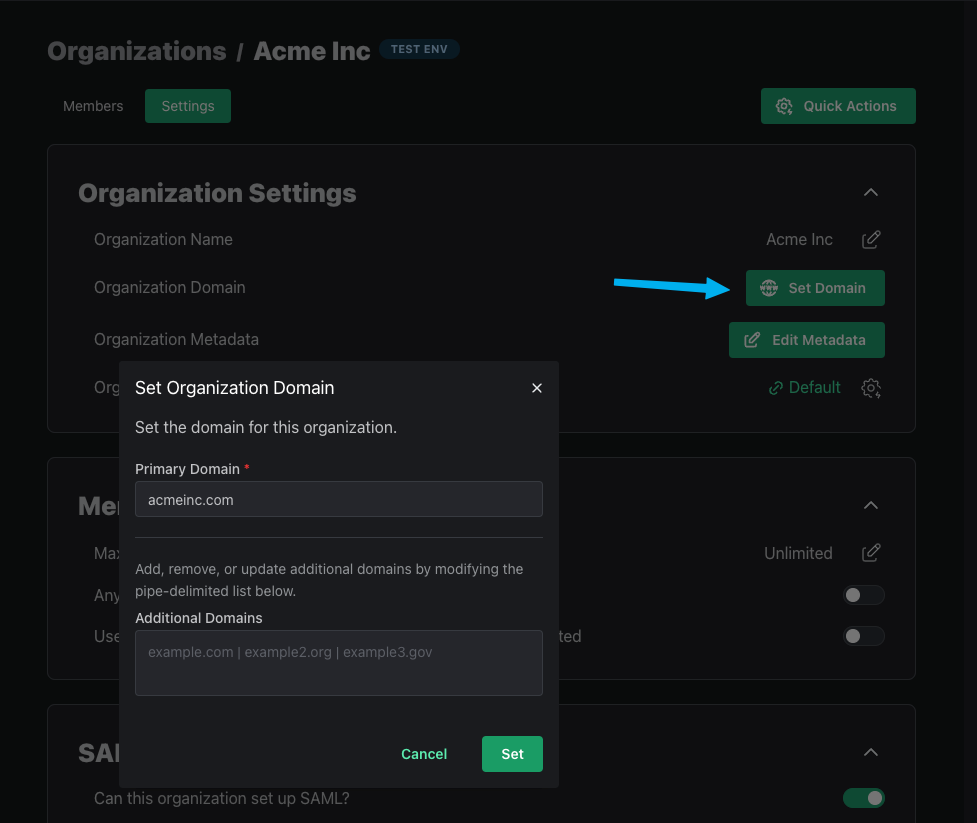 changing the org domain