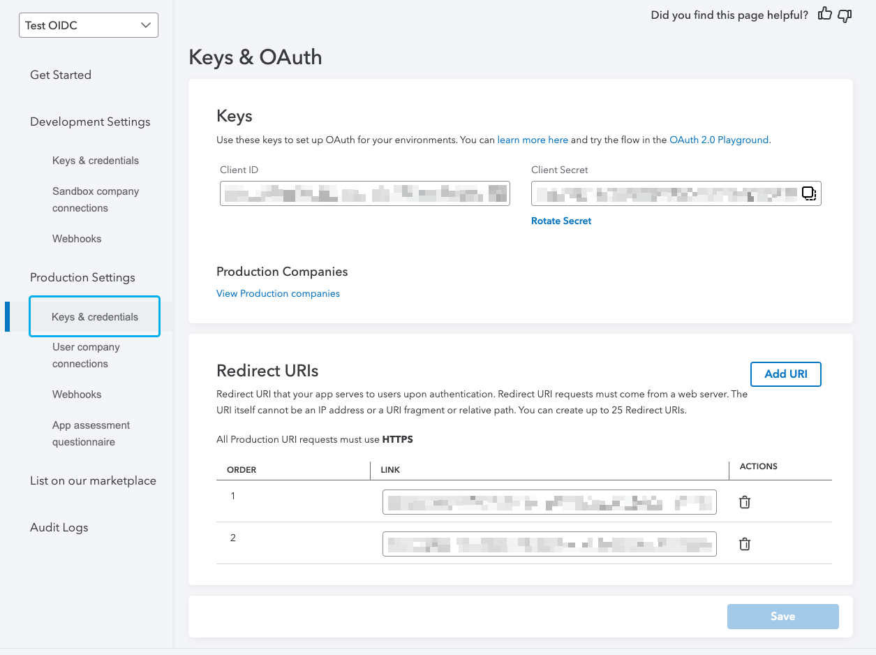 Copy and paste your Client Id and Client Secret