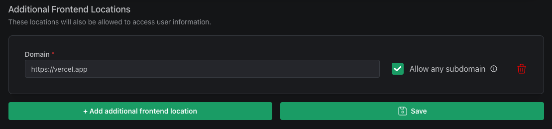 frontend integration locations