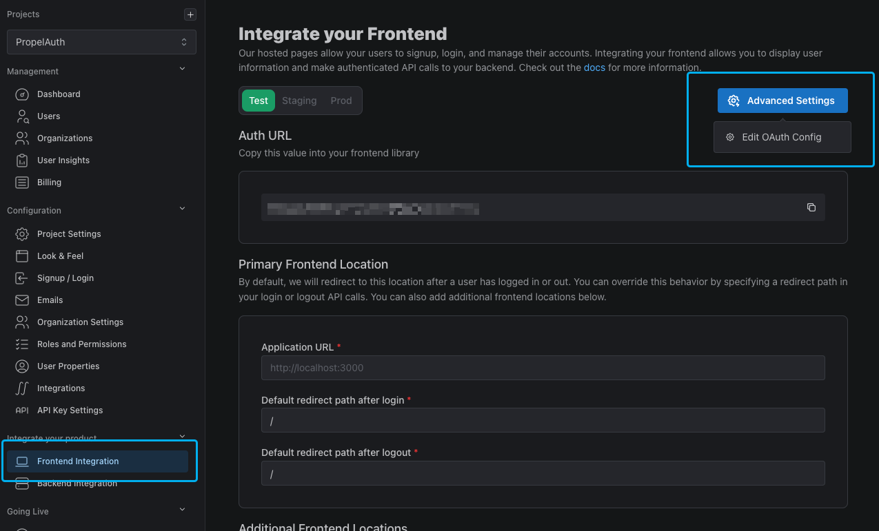 accessing oauth settings