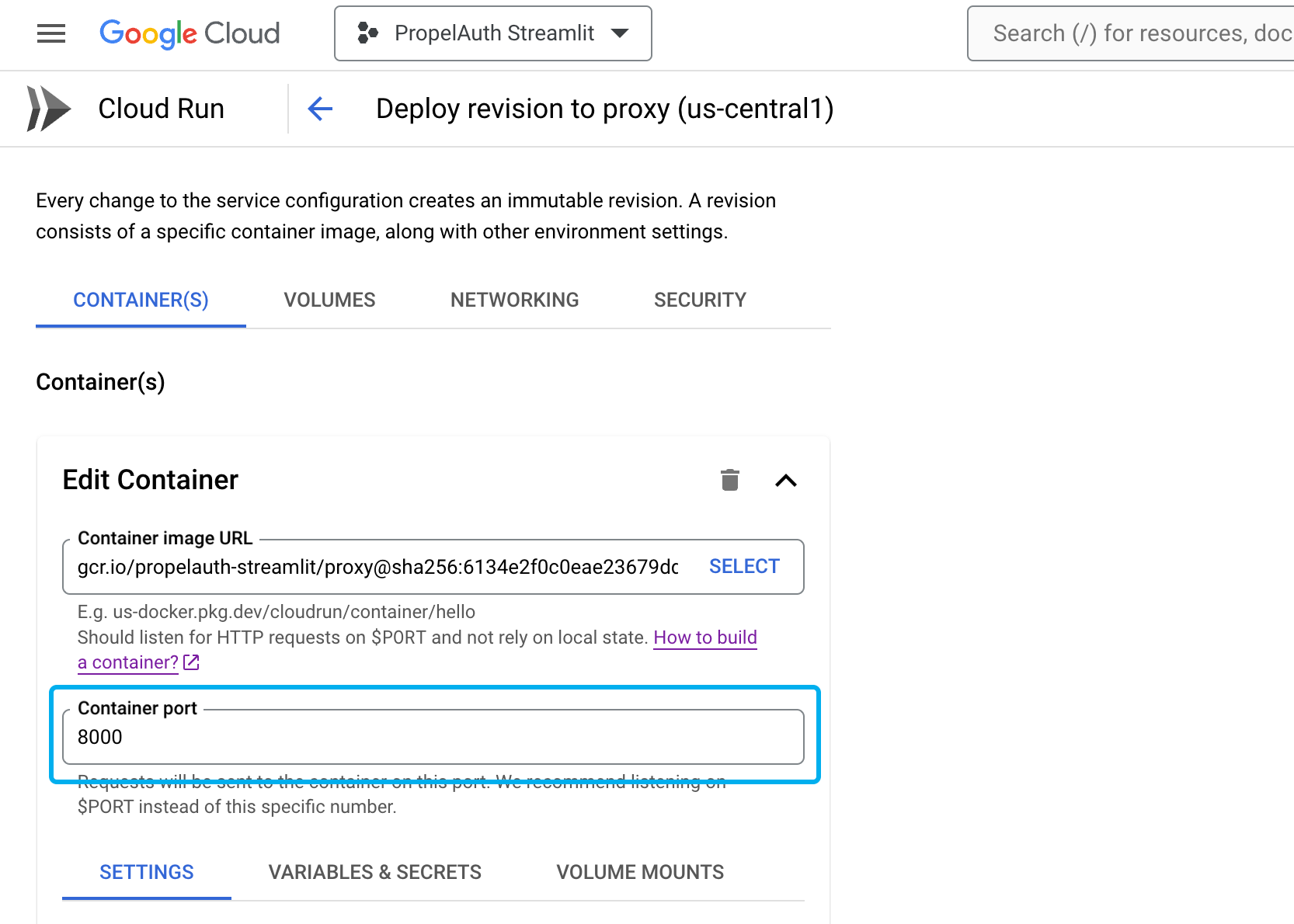 Google Cloud Proxy Port