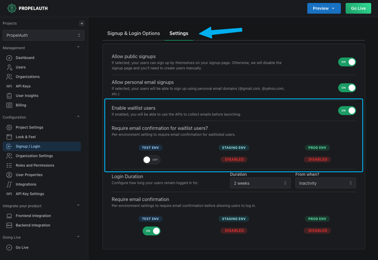 How to enable the waitlist